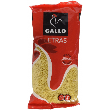 PASTAS GALLO LETRAS 250 GR.