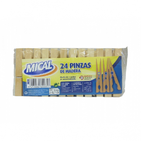 PINZAS MICA ROPA MADERA 2 DOCENAS.