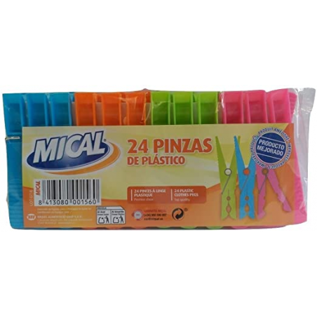 PINZAS MICA ROPA PLASTICO 2 DOCENAS