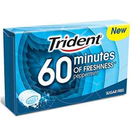 CHICLE TRIDENT 60 MINUTOS MENTA 22GR