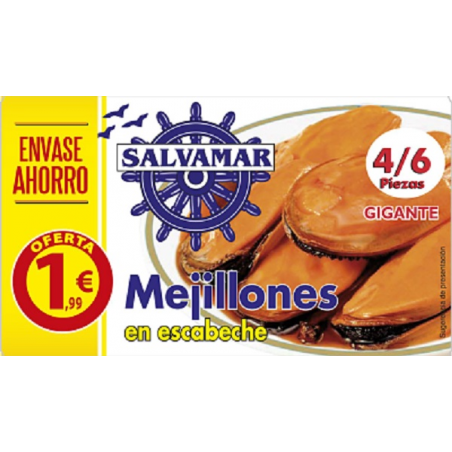 MEJILLONES EN ESCABECHE 4/6 SALVAMAR