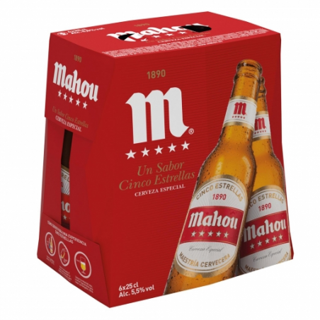 CERVEZA MAHOU 5 ESTR. 250 C.C. P/6U